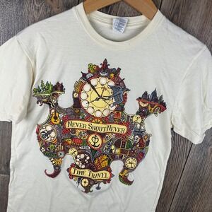 Never Shout Never Time Travel Band T-Shirt Adult Small Cream Graphic Indie Pop